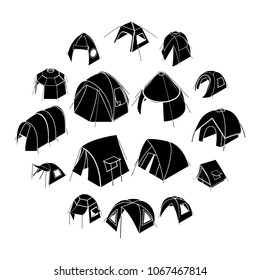 Tent forms icons set. Simple illustration of 16 tent forms vector icons for web