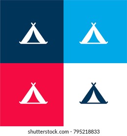 Tent four color material and minimal icon logo set in red and blue
