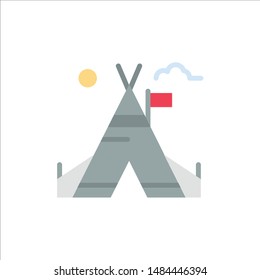 Tent Free, Tent, Camp, American  Flat Color Icon. Vector icon banner Template. Vector Icon Template background