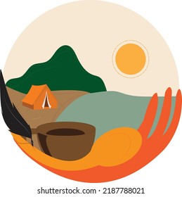 tent in front of the beach with your back to the mountain