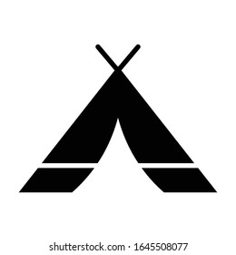 Tent with glyph icon vector 