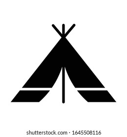 Tent with glyph icon vector 