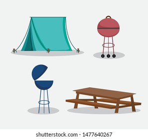 tent grill table picnic in the park