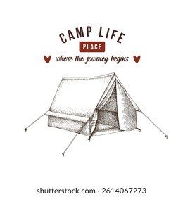 Tent hand drawn vector logo template