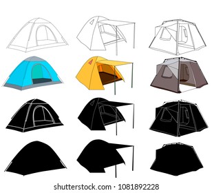  tent, hike, set, collection