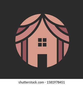 Tent House Camp Logo Design Vector.	