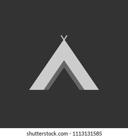 Tent hut gray yana dark background 
camping abstraction icon