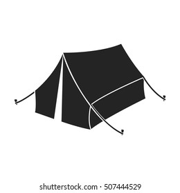 Tent icon in black style isolated on white background. Hunting symbol stock vector illustration.