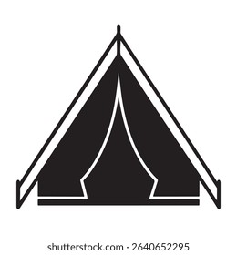  Tent Icon in Black Style Silhouette Isolated on White Background