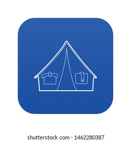 Tent icon blue vector isolated on white background