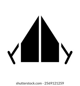 Tent icon for camping and outdoor adventure. Concept of travel, tourism, and recreation.