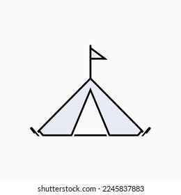 Zehnungssymbol. Camping, Pfadfindersymbol.