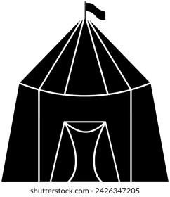 tent icon or carnival logo of festival illustration circus for entertainment with show silhouette and fair shape amusement as red to stage festive vector performance background party art park of retro