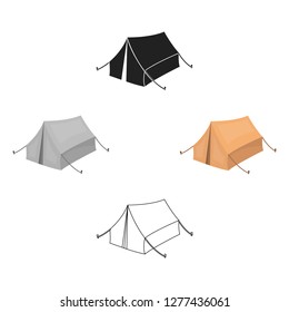 Tent icon in cartoon style isolated on white background. Hunting symbol stock vector illustration.