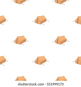 Tent icon in cartoon style isolated on white background. Hunting pattern stock vector illustration.