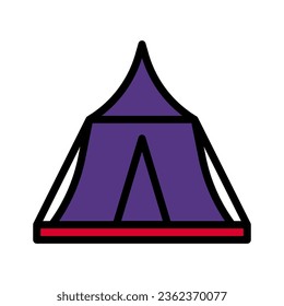 Tent icon colored outline red purple colour military vector army element and symbol perfect.