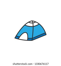 Tent icon design inspiration line solid colored style in blue