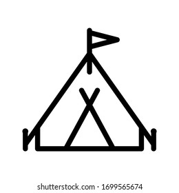 Evento de viaje de campamento de símbolo de vectores de diseño de icono de carpas. icono del campamento sobre fondo blanco. ilustración vectorial