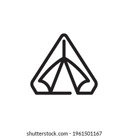 Tent Icon Design Vector Symbol Camp Travel Event. Camping tent at outdoor camp or tipi, teepee flat icon for apps and websites