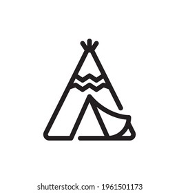 Tent Icon Design Vector Symbol Camp Travel Event. Camping tent at outdoor camp or tipi, teepee flat icon for apps and websites