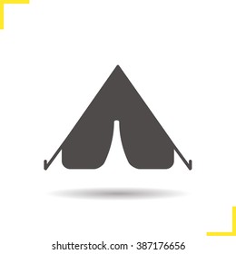 Tent icon. Drop shadow silhouette symbol. Tourist camping equipment. Outdoor boy scout shelter. Logo concept. Vector isolated illustration