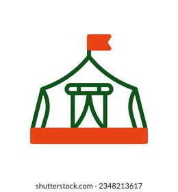 Tent icon duotone green orange colour military vector army element and symbol perfect.