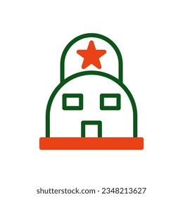 Tent icon duotone green orange colour military vector army element and symbol perfect.