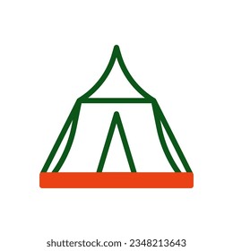 Tent icon duotone green orange colour military vector army element and symbol perfect.