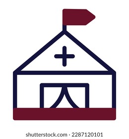 tent icon duotone maroon navy colour military illustration vector army element and symbol perfect. Icon sign from modern collection for web.