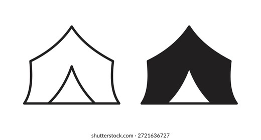 Ícone de tenda preenchido, linha fina, estilo de traçado para site e aplicativos