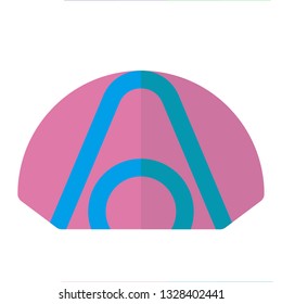 Tent icon flat style pink blue