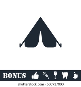 Tent icon flat. Vector illustration symbol and bonus pictogram