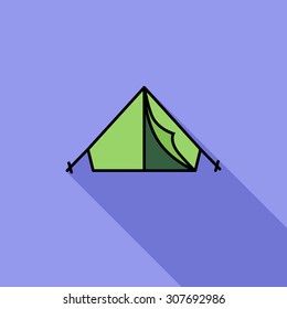 Tent icon. Flat vector related icon with long shadow for web and mobile applications. It can be used as - logo, pictogram, icon, infographic element. Vector Illustration.
