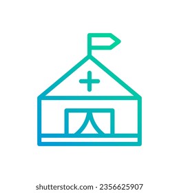 Icono de carpa gradiente color azul verde elemento militar vector ejército y símbolo perfecto.