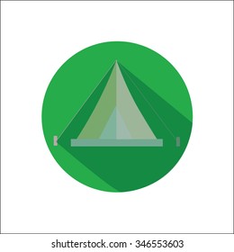 tent icon green circle shape, on white background