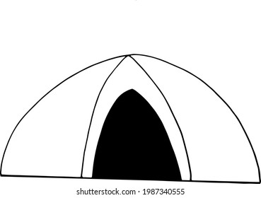 tent icon. hand drawn doodle. vector, scandinavian, nordic minimalism monochrome camp