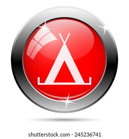 Tent icon. Internet button on white background. 