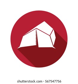 tent icon isolated vector sign symbol on red background. Transport elements. Can be used in logo, UI and web design