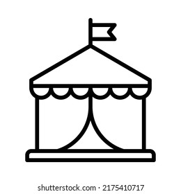 Tent Icon. Line Art Style Design Isolated On White Background