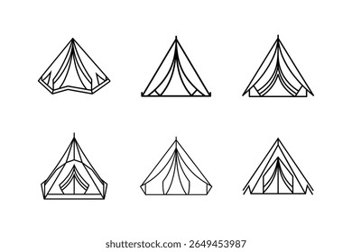 tent icon line art vector illustration