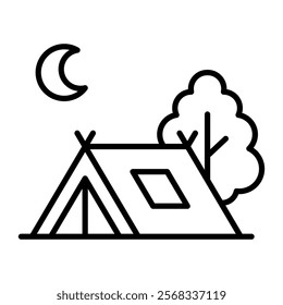 tent icon line vector illustration design with trendy style