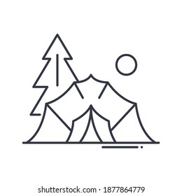 Tent icon, linear isolated illustration, thin line vector, web design sign, outline concept symbol with editable stroke on white background.