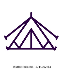 Ícone de tenda. Ilustração vetorial linear de tenda isolada sobre fundo branco.