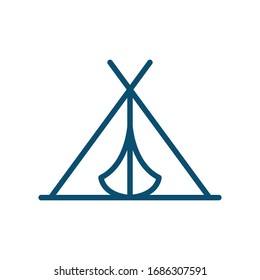Icono de carpa ilustración vectorial. Diseño de plantillas vectoriales de diseño de logotipo del icono de la tienda. Icono de carpas diseño ilustración vectorial plantilla para Aventura al aire libre.