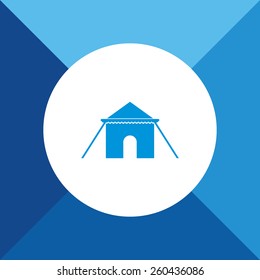 Tent Icon On Blue Background. Eps-10.