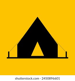 tent icon on editable yellow background