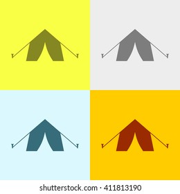 Tent Icon on Four Different Backgrounds. Eps-10.