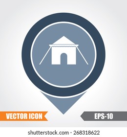Tent Icon On Map Pointer. Eps.-10.