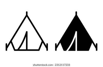 Tent icon with outline and glyph style.