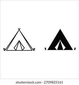 Zelt Icon Outline und Solid Fill Campingplatz